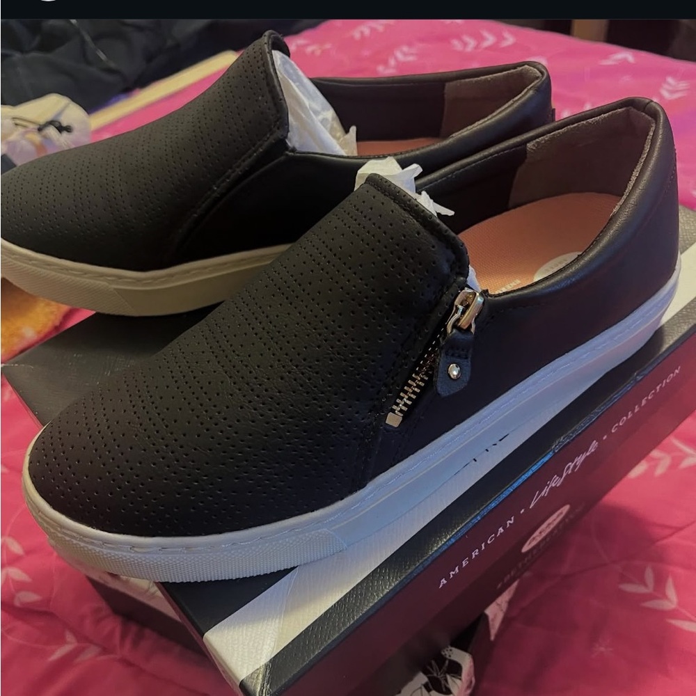 Dr. Scholl's Black Slip-On Sneakers with Zipper